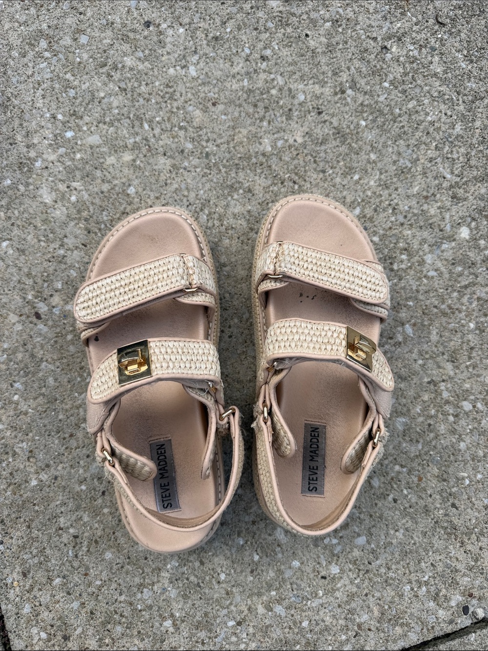 Steve Madden Girls Blush Pink Sandals with Gold Buckle Accents